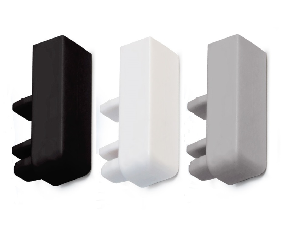 The Slimline System 12 Slimline end caps white silver and black