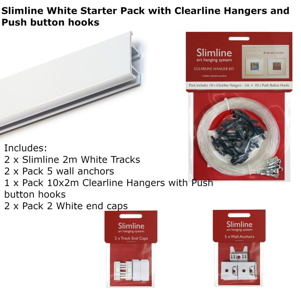 Slimline White clearline starter Pack Push button hooks